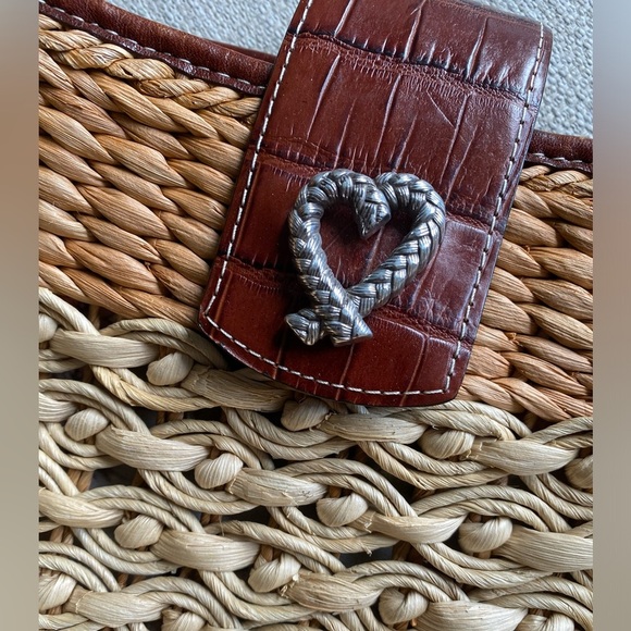 Brighton Bag Women’s Purse Brown Woven Straw Two Toned - Picture 4 of 11